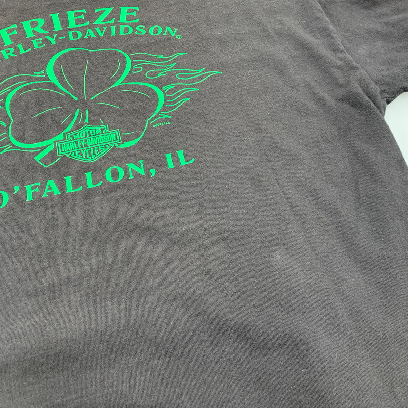 【中古品】【メンズ】 HARLEY-DAVIDSON ハーレーダビッドソン c2012 GREEN FLAME CLOVER LS TEE グリーン フレーム クローバー ロングスリーブ Ｔシャツ トップス 長袖 146-260923-cs-01-izu サイズ：不明 カラー：ブラック 万代Net店