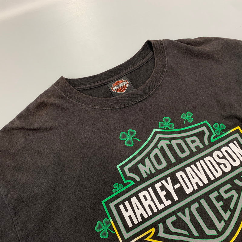 【中古品】【メンズ】 HARLEY-DAVIDSON ハーレーダビッドソン c2012 GREEN FLAME CLOVER LS TEE グリーン フレーム クローバー ロングスリーブ Ｔシャツ トップス 長袖 146-260923-cs-01-izu サイズ：不明 カラー：ブラック 万代Net店
