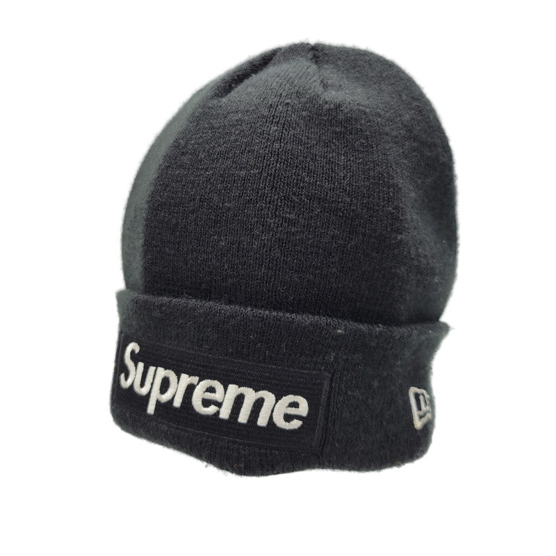 【中古品】【メンズ/レディース】 Supreme シュプリーム × NEW ERA ニューエラ BOX LOGO BEANIE ボックスロゴ ビーニー ニット帽 帽子 185-260927-as-06-izu サイズ：F カラー：ブラック 万代Net店