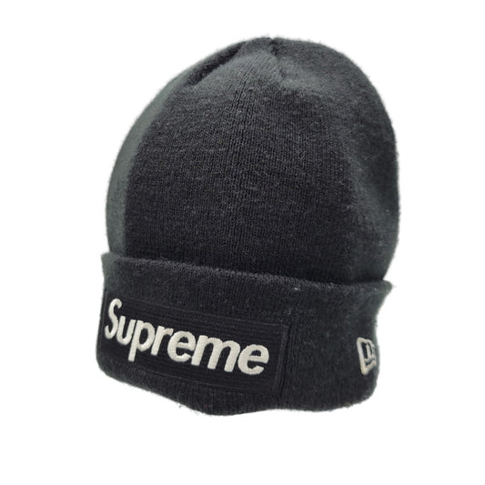 【中古品】【メンズ/レディース】 Supreme シュプリーム × NEW ERA ニューエラ BOX LOGO BEANIE ボックスロゴ ビーニー ニット帽 帽子 185-260927-as-06-izu サイズ：F カラー：ブラック 万代Net店