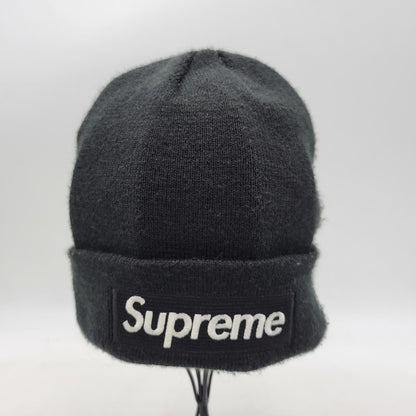 【中古品】【メンズ/レディース】 Supreme シュプリーム × NEW ERA ニューエラ BOX LOGO BEANIE ボックスロゴ ビーニー ニット帽 帽子 185-260927-as-06-izu サイズ：F カラー：ブラック 万代Net店
