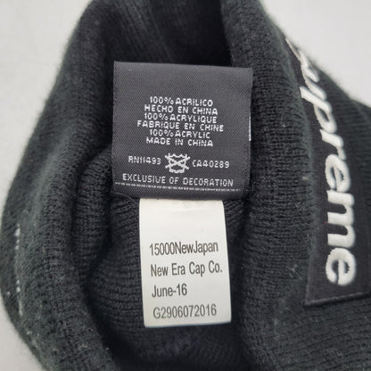 【中古品】【メンズ/レディース】 Supreme シュプリーム × NEW ERA ニューエラ BOX LOGO BEANIE ボックスロゴ ビーニー ニット帽 帽子 185-260927-as-06-izu サイズ：F カラー：ブラック 万代Net店