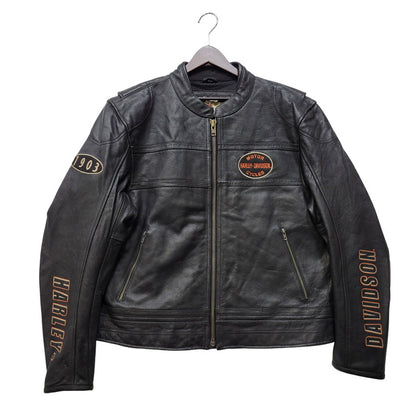【中古品】【メンズ】 HARLEY DAVIDSON ハーレーダビッドソン SINGLE RIDERS LEATHER JACKET シングル ライダース レザー ジャケット アウター 145-261023-cs-09-izu サイズ：2XL カラー：ブラック 万代Net店