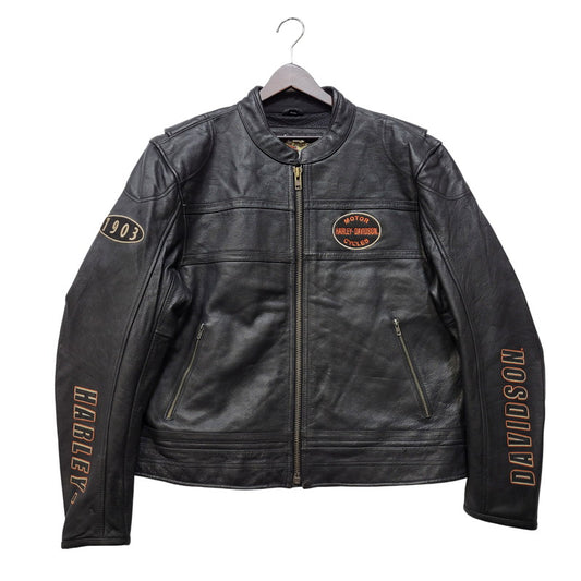 【中古品】【メンズ】 HARLEY DAVIDSON ハーレーダビッドソン SINGLE RIDERS LEATHER JACKET シングル ライダース レザー ジャケット アウター 145-261023-cs-09-izu サイズ：2XL カラー：ブラック 万代Net店