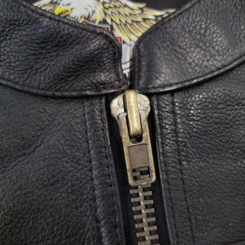 【中古品】【メンズ】 HARLEY DAVIDSON ハーレーダビッドソン SINGLE RIDERS LEATHER JACKET シングル ライダース レザー ジャケット アウター 145-261023-cs-09-izu サイズ：2XL カラー：ブラック 万代Net店