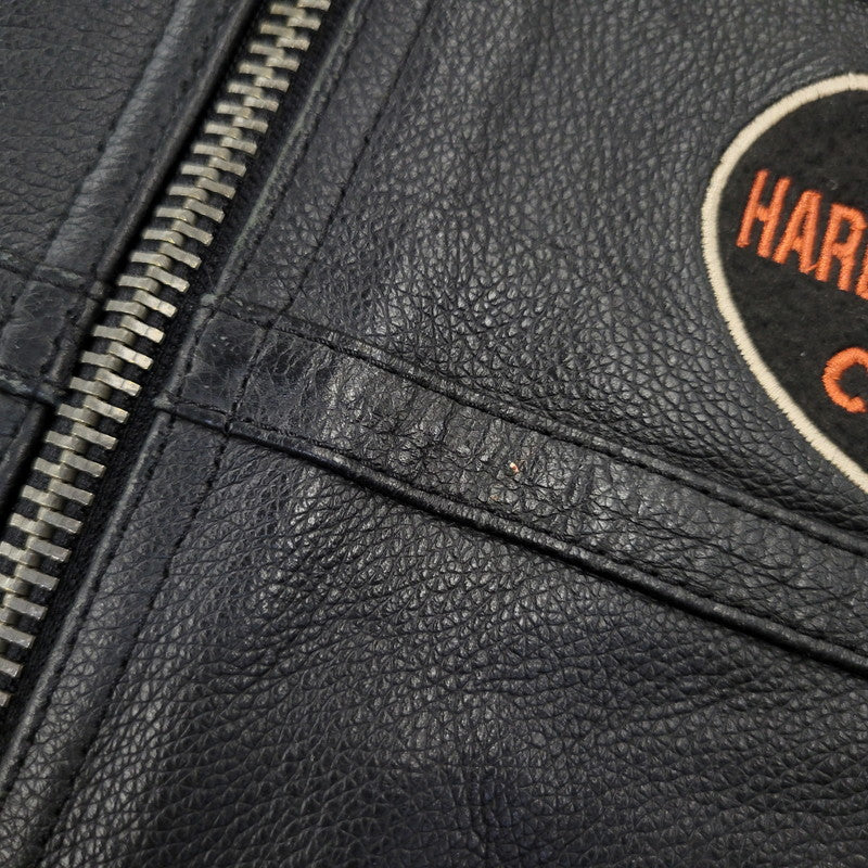 【中古品】【メンズ】 HARLEY DAVIDSON ハーレーダビッドソン SINGLE RIDERS LEATHER JACKET シングル ライダース レザー ジャケット アウター 145-261023-cs-09-izu サイズ：2XL カラー：ブラック 万代Net店
