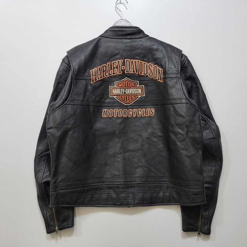 【中古品】【メンズ】 HARLEY DAVIDSON ハーレーダビッドソン SINGLE RIDERS LEATHER JACKET シングル ライダース レザー ジャケット アウター 145-261023-cs-09-izu サイズ：2XL カラー：ブラック 万代Net店