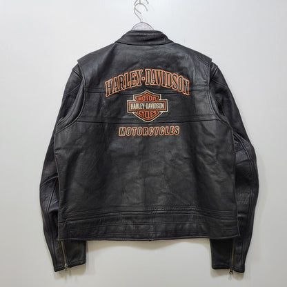 【中古品】【メンズ】 HARLEY DAVIDSON ハーレーダビッドソン SINGLE RIDERS LEATHER JACKET シングル ライダース レザー ジャケット アウター 145-261023-cs-09-izu サイズ：2XL カラー：ブラック 万代Net店