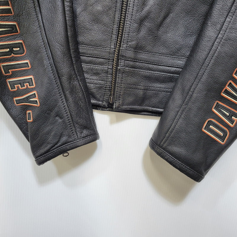 【中古品】【メンズ】 HARLEY DAVIDSON ハーレーダビッドソン SINGLE RIDERS LEATHER JACKET シングル ライダース レザー ジャケット アウター 145-261023-cs-09-izu サイズ：2XL カラー：ブラック 万代Net店