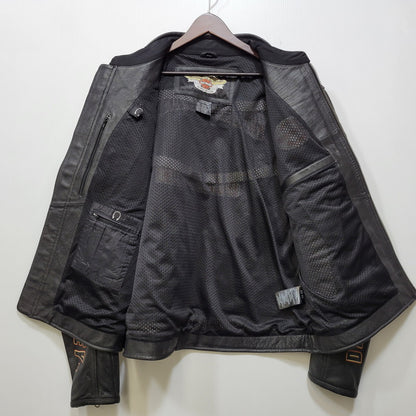 【中古品】【メンズ】 HARLEY DAVIDSON ハーレーダビッドソン SINGLE RIDERS LEATHER JACKET シングル ライダース レザー ジャケット アウター 145-261023-cs-09-izu サイズ：2XL カラー：ブラック 万代Net店