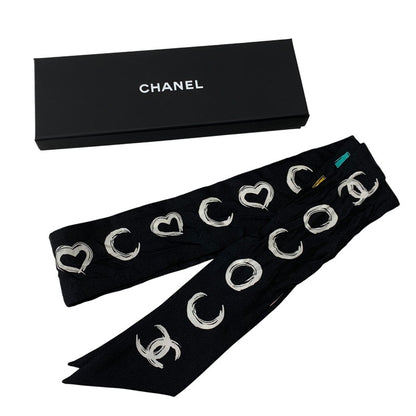 【中古品】【レディース】 CHANEL シャネル SILK TWILLY SCARF シルク ツイリー スカーフ 183-260927-kh-10-izu カラー：ブラック 万代Net店