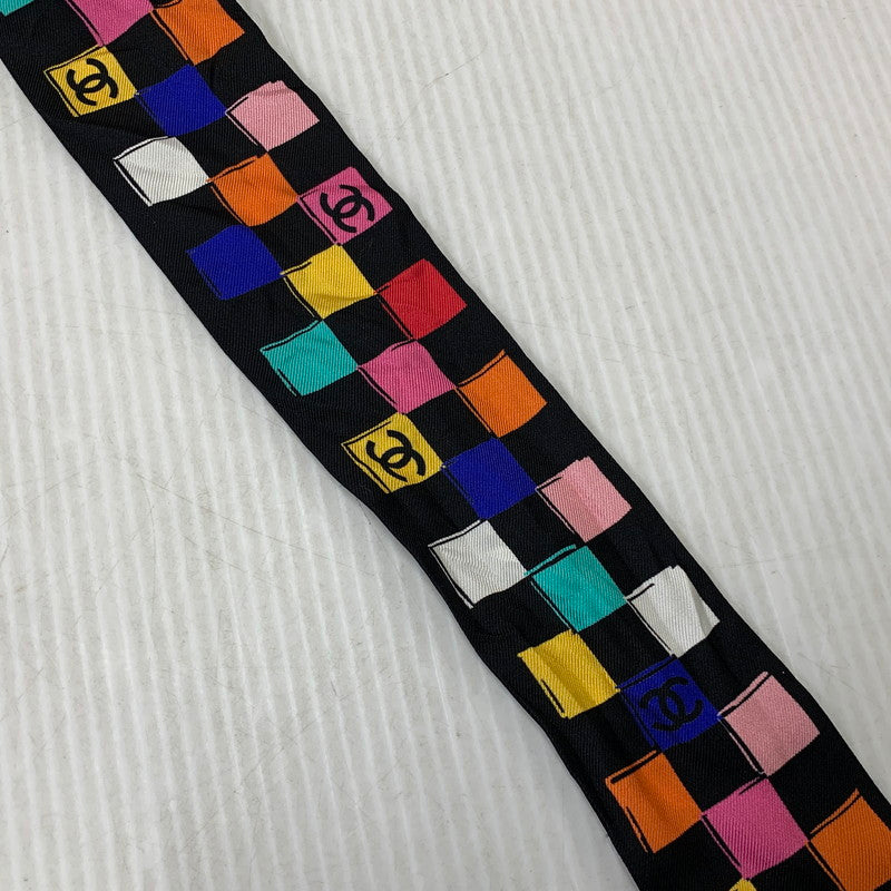 【中古品】【レディース】 CHANEL シャネル SILK TWILLY SCARF シルク ツイリー スカーフ 183-260927-kh-10-izu カラー：ブラック 万代Net店