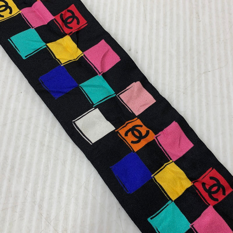 【中古品】【レディース】 CHANEL シャネル SILK TWILLY SCARF シルク ツイリー スカーフ 183-260927-kh-10-izu カラー：ブラック 万代Net店