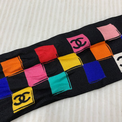 【中古品】【レディース】 CHANEL シャネル SILK TWILLY SCARF シルク ツイリー スカーフ 183-260927-kh-10-izu カラー：ブラック 万代Net店