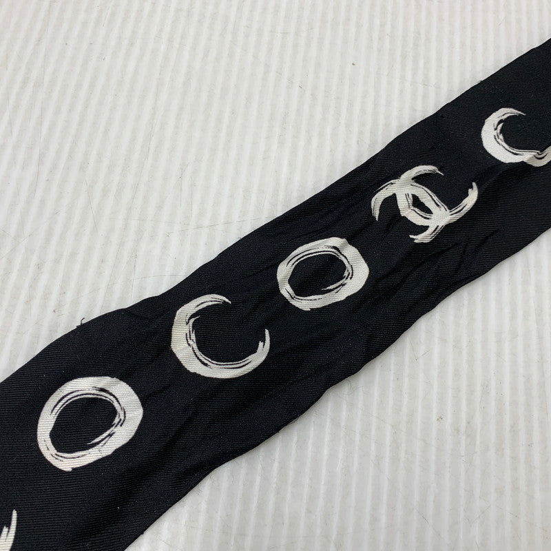 【中古品】【レディース】 CHANEL シャネル SILK TWILLY SCARF シルク ツイリー スカーフ 183-260927-kh-10-izu カラー：ブラック 万代Net店