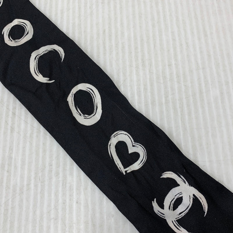 【中古品】【レディース】 CHANEL シャネル SILK TWILLY SCARF シルク ツイリー スカーフ 183-260927-kh-10-izu カラー：ブラック 万代Net店