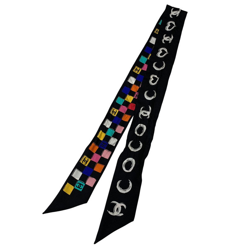 【中古品】【レディース】 CHANEL シャネル SILK TWILLY SCARF シルク ツイリー スカーフ 183-260927-kh-10-izu カラー：ブラック 万代Net店