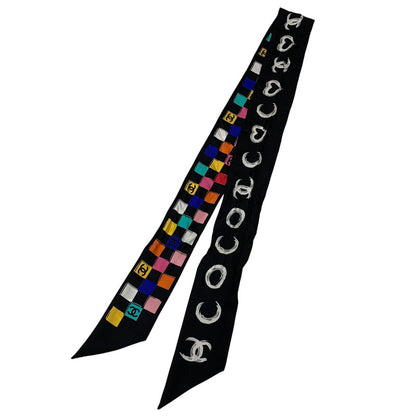 【中古品】【レディース】 CHANEL シャネル SILK TWILLY SCARF シルク ツイリー スカーフ 183-260927-kh-10-izu カラー：ブラック 万代Net店
