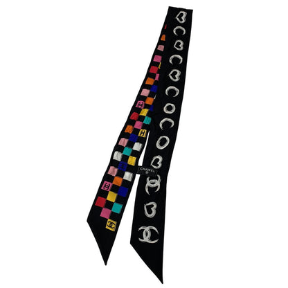【中古品】【レディース】 CHANEL シャネル SILK TWILLY SCARF シルク ツイリー スカーフ 183-260927-kh-10-izu カラー：ブラック 万代Net店
