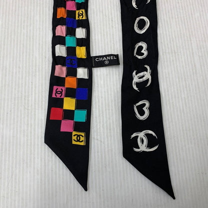 【中古品】【レディース】 CHANEL シャネル SILK TWILLY SCARF シルク ツイリー スカーフ 183-260927-kh-10-izu カラー：ブラック 万代Net店