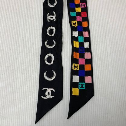 【中古品】【レディース】 CHANEL シャネル SILK TWILLY SCARF シルク ツイリー スカーフ 183-260927-kh-10-izu カラー：ブラック 万代Net店
