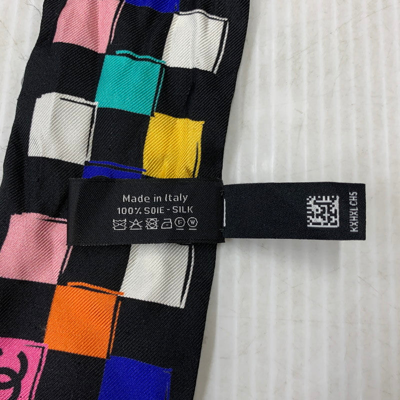 【中古品】【レディース】 CHANEL シャネル SILK TWILLY SCARF シルク ツイリー スカーフ 183-260927-kh-10-izu カラー：ブラック 万代Net店