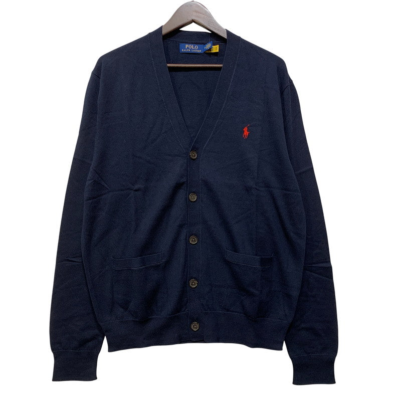 【中古美品】【メンズ】 POLO RALPH LAUREN ポロ・ラルフローレン MNPOSWE16821350 V NECK ブイネック COTTON CARDIGAN コットン カーディガン トップス 長袖 147-261024-ya-20-izu サイズ：M カラー：ネイビー 万代Net店