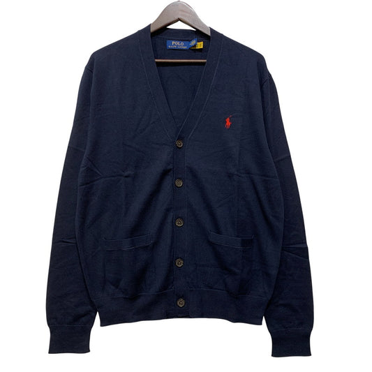 【中古美品】【メンズ】 POLO RALPH LAUREN ポロ・ラルフローレン MNPOSWE16821350 V NECK ブイネック COTTON CARDIGAN コットン カーディガン トップス 長袖 147-261024-ya-20-izu サイズ：M カラー：ネイビー 万代Net店