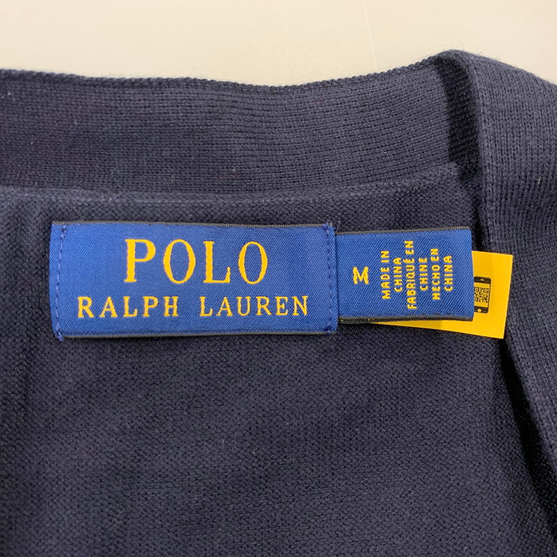 【中古美品】【メンズ】 POLO RALPH LAUREN ポロ・ラルフローレン MNPOSWE16821350 V NECK ブイネック COTTON CARDIGAN コットン カーディガン トップス 長袖 147-261024-ya-20-izu サイズ：M カラー：ネイビー 万代Net店
