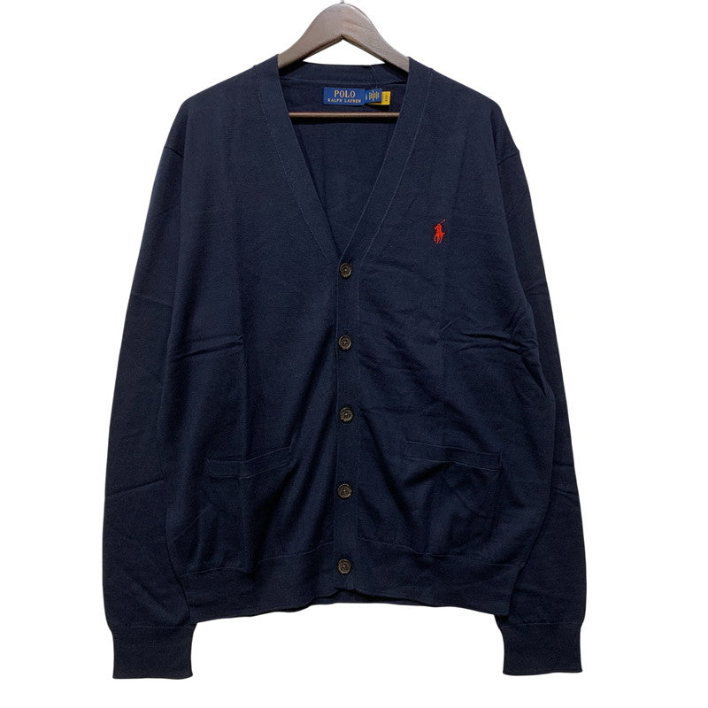 【中古美品】【メンズ】 POLO RALPH LAUREN ポロ・ラルフローレン MNPOSWE16821350 V NECK ブイネック COTTON CARDIGAN コットン カーディガン トップス 長袖 147-261024-ya-19-izu サイズ：L カラー：ネイビー 万代Net店