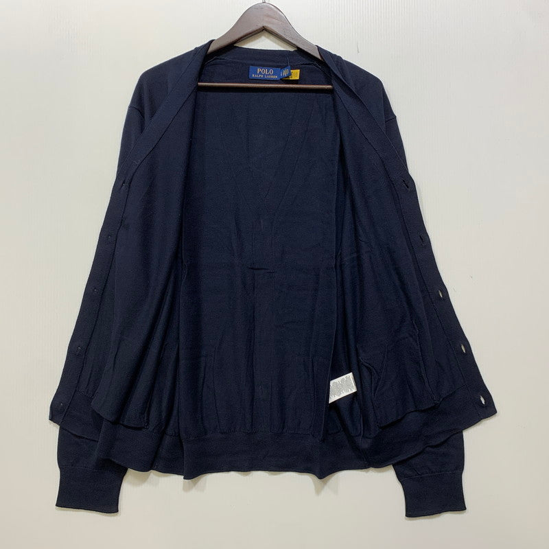 【中古美品】【メンズ】 POLO RALPH LAUREN ポロ・ラルフローレン MNPOSWE16821350 V NECK ブイネック COTTON CARDIGAN コットン カーディガン トップス 長袖 147-261024-ya-19-izu サイズ：L カラー：ネイビー 万代Net店