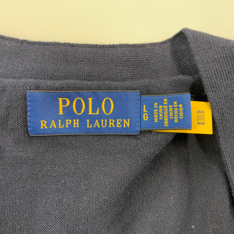 【中古美品】【メンズ】 POLO RALPH LAUREN ポロ・ラルフローレン MNPOSWE16821350 V NECK ブイネック COTTON CARDIGAN コットン カーディガン トップス 長袖 147-261024-ya-19-izu サイズ：L カラー：ネイビー 万代Net店