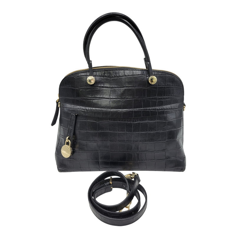 【中古品】【レディース】 FURLA フルラ PIPER 2WAY LEATHER HAND BAG パイパー レザー ハンドバッグ 鞄 カバン 188-260928-ay-10-izu カラー：ブラック 万代Net店