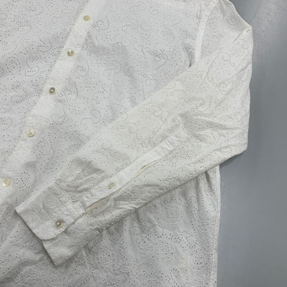 【中古品】【メンズ】 TOMORROWLAND トゥモローランド 63-01-31-01501 COTTON BROADCLOTH EMBROIDERED REGULAR COLLAR SHIRT コットン ブロードクロス エンブロイダード レギュラー カラー シャツ 147-260930-cs-06-izu サイズ：M カラー：ホワイト 万代Net店
