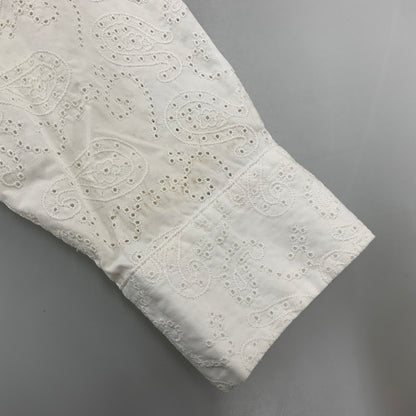 【中古品】【メンズ】 TOMORROWLAND トゥモローランド 63-01-31-01501 COTTON BROADCLOTH EMBROIDERED REGULAR COLLAR SHIRT コットン ブロードクロス エンブロイダード レギュラー カラー シャツ 147-260930-cs-06-izu サイズ：M カラー：ホワイト 万代Net店
