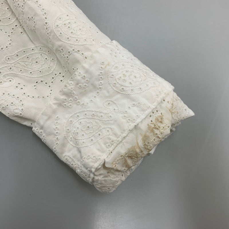 【中古品】【メンズ】 TOMORROWLAND トゥモローランド 63-01-31-01501 COTTON BROADCLOTH EMBROIDERED REGULAR COLLAR SHIRT コットン ブロードクロス エンブロイダード レギュラー カラー シャツ 147-260930-cs-06-izu サイズ：M カラー：ホワイト 万代Net店