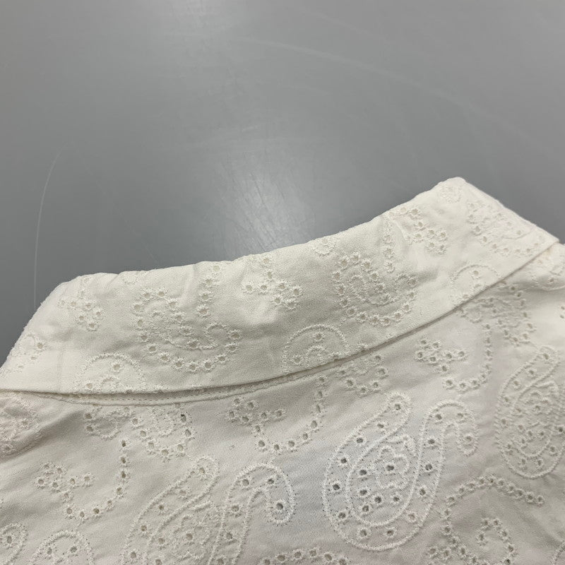 【中古品】【メンズ】 TOMORROWLAND トゥモローランド 63-01-31-01501 COTTON BROADCLOTH EMBROIDERED REGULAR COLLAR SHIRT コットン ブロードクロス エンブロイダード レギュラー カラー シャツ 147-260930-cs-06-izu サイズ：M カラー：ホワイト 万代Net店
