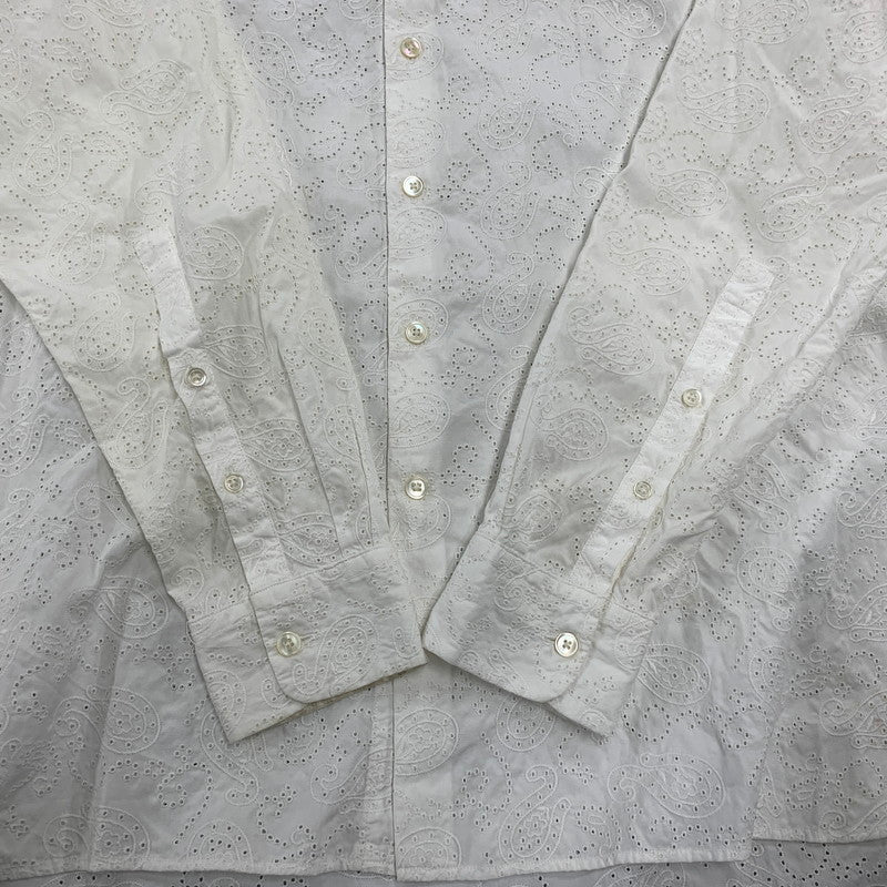 【中古品】【メンズ】 TOMORROWLAND トゥモローランド 63-01-31-01501 COTTON BROADCLOTH EMBROIDERED REGULAR COLLAR SHIRT コットン ブロードクロス エンブロイダード レギュラー カラー シャツ 147-260930-cs-06-izu サイズ：M カラー：ホワイト 万代Net店