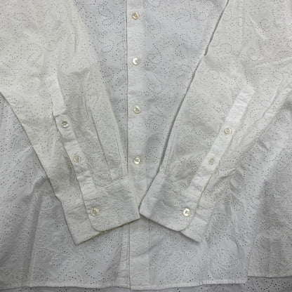 【中古品】【メンズ】 TOMORROWLAND トゥモローランド 63-01-31-01501 COTTON BROADCLOTH EMBROIDERED REGULAR COLLAR SHIRT コットン ブロードクロス エンブロイダード レギュラー カラー シャツ 147-260930-cs-06-izu サイズ：M カラー：ホワイト 万代Net店