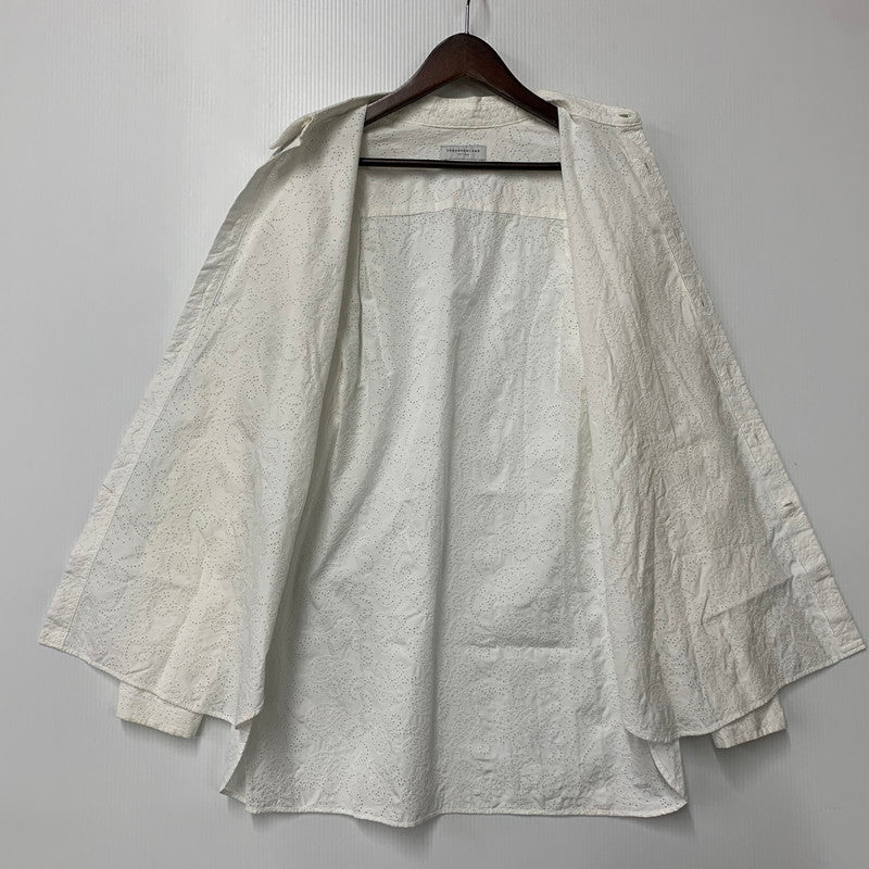 【中古品】【メンズ】 TOMORROWLAND トゥモローランド 63-01-31-01501 COTTON BROADCLOTH EMBROIDERED REGULAR COLLAR SHIRT コットン ブロードクロス エンブロイダード レギュラー カラー シャツ 147-260930-cs-06-izu サイズ：M カラー：ホワイト 万代Net店