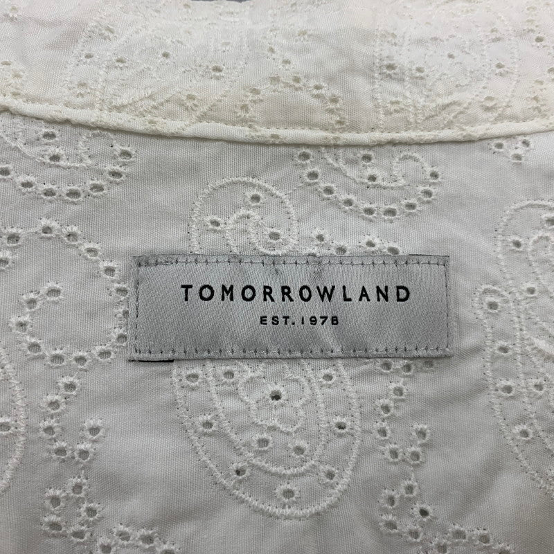 【中古品】【メンズ】 TOMORROWLAND トゥモローランド 63-01-31-01501 COTTON BROADCLOTH EMBROIDERED REGULAR COLLAR SHIRT コットン ブロードクロス エンブロイダード レギュラー カラー シャツ 147-260930-cs-06-izu サイズ：M カラー：ホワイト 万代Net店