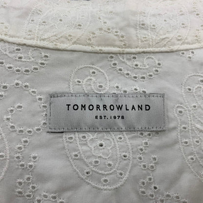 【中古品】【メンズ】 TOMORROWLAND トゥモローランド 63-01-31-01501 COTTON BROADCLOTH EMBROIDERED REGULAR COLLAR SHIRT コットン ブロードクロス エンブロイダード レギュラー カラー シャツ 147-260930-cs-06-izu サイズ：M カラー：ホワイト 万代Net店
