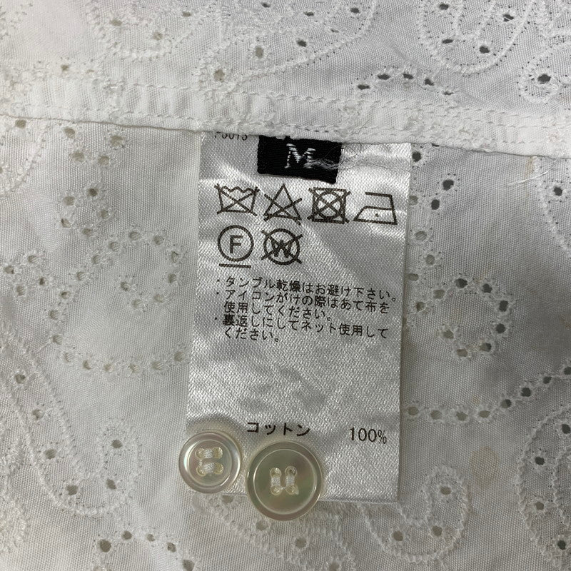 【中古品】【メンズ】 TOMORROWLAND トゥモローランド 63-01-31-01501 COTTON BROADCLOTH EMBROIDERED REGULAR COLLAR SHIRT コットン ブロードクロス エンブロイダード レギュラー カラー シャツ 147-260930-cs-06-izu サイズ：M カラー：ホワイト 万代Net店