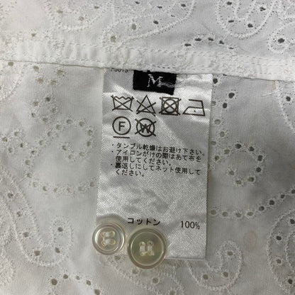 【中古品】【メンズ】 TOMORROWLAND トゥモローランド 63-01-31-01501 COTTON BROADCLOTH EMBROIDERED REGULAR COLLAR SHIRT コットン ブロードクロス エンブロイダード レギュラー カラー シャツ 147-260930-cs-06-izu サイズ：M カラー：ホワイト 万代Net店