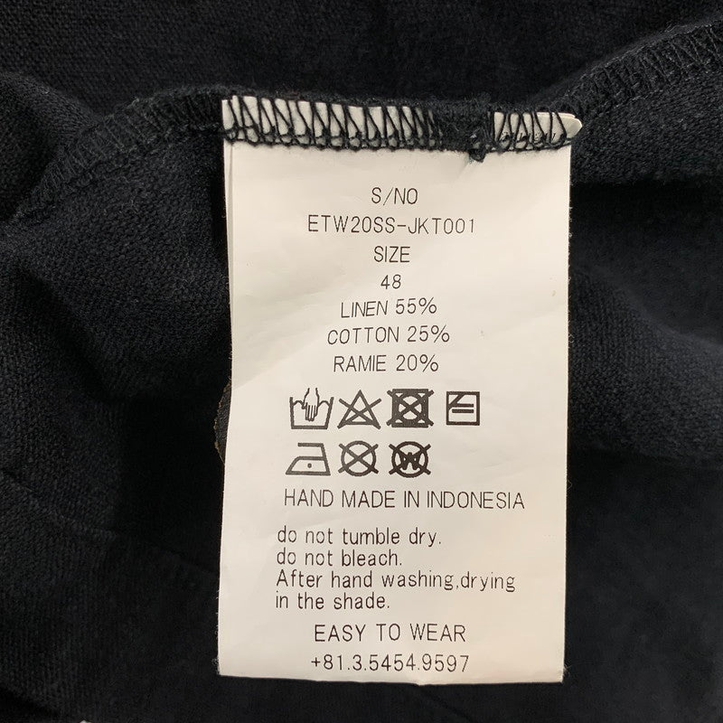 【中古品】【メンズ】 EASY TO WEAR イージートゥウェアー ETW20SS-JKT001 LINEN CANVAS JACKET リネン キャンバス ジャケット アウター 147-260930-kh-04-izu サイズ：48 カラー：ブラック 万代Net店