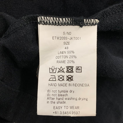 【中古品】【メンズ】 EASY TO WEAR イージートゥウェアー ETW20SS-JKT001 LINEN CANVAS JACKET リネン キャンバス ジャケット アウター 147-260930-kh-04-izu サイズ：48 カラー：ブラック 万代Net店