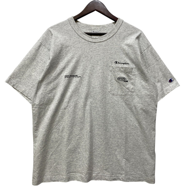 【中古品】【メンズ】 WTAPS ダブルタップス × CHAMPION チャンピオン C8-D360 ACADEMY SS COTTON. TEE アカデミー ショートスリーブ Tシャツ コットン トップス 142-260926-kh-05-izu サイズ：L カラー：ライトグレー系 万代Net店