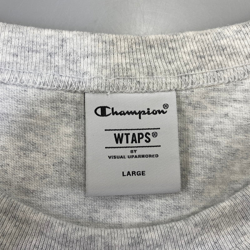 【中古品】【メンズ】 WTAPS ダブルタップス × CHAMPION チャンピオン C8-D360 ACADEMY SS COTTON. TEE アカデミー ショートスリーブ Tシャツ コットン トップス 142-260926-kh-05-izu サイズ：L カラー：ライトグレー系 万代Net店