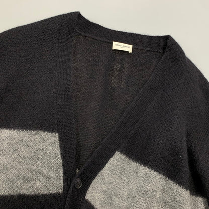 【中古品】【メンズ】 SAINT LAURENT サンローラン 330369 Y1BM1 エディ期 13WA MOHAIR BORDER KNIT CARDIGAN モヘヤ ボーダー ニット カーディガン トップス 長袖 141-260927-ya-02-izu サイズ：S カラー：ブラック×グレー 万代Net店