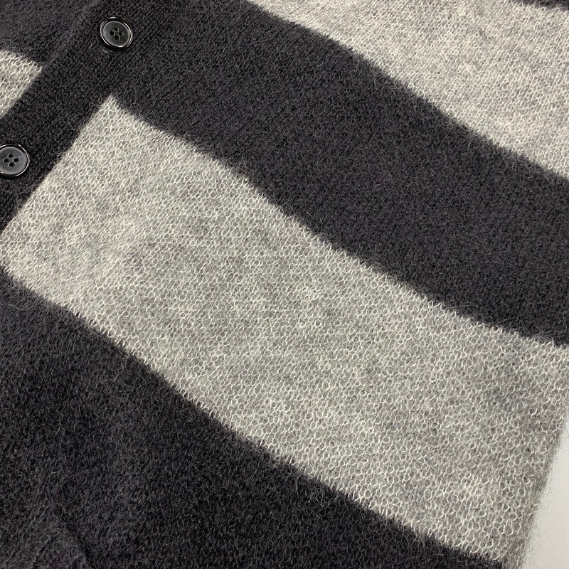 【中古品】【メンズ】 SAINT LAURENT サンローラン 330369 Y1BM1 エディ期 13WA MOHAIR BORDER KNIT CARDIGAN モヘヤ ボーダー ニット カーディガン トップス 長袖 141-260927-ya-02-izu サイズ：S カラー：ブラック×グレー 万代Net店